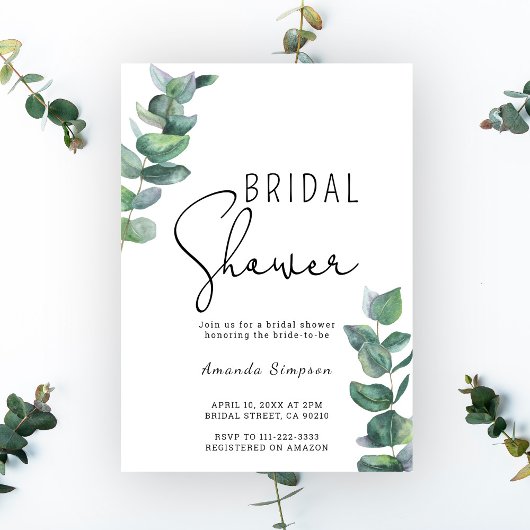Invitation Verdure de mariage avec eucalyptus