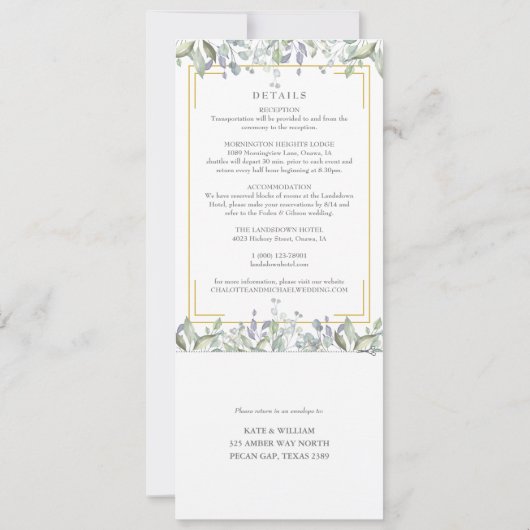 Invitation Verdure De Sage Et Lilac Tout En Un Mariage (Dos)