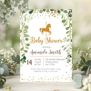 Invitation Verdure d'invitation de baby shower de carrousel