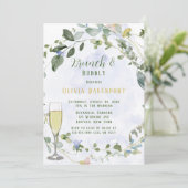 Invitation Verdure Dusty Blue Fleur sauvage Brunch et Bubbly (Debout devant)