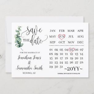 Invitation Verdure enregistrer calendrier date minimaliste ma