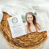 Invitation Verdure et Croix d'or | Confirmation photo