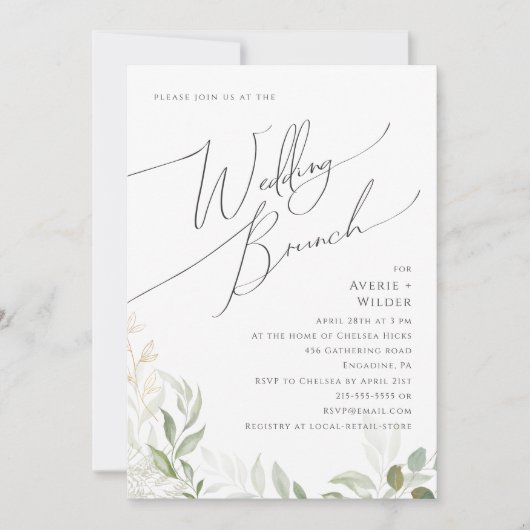 Invitation Verdure et or | Brunch Mariage (Devant)