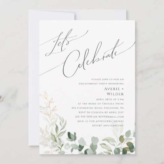 Invitation Verdure et or | Célébrons (Devant)