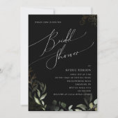 Invitation Verdure et or | Fête des mariées noire (Devant)