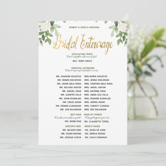 Invitation Verdure et or Simple Mariage Entourage (Debout devant)