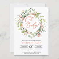 Verdure et rose vif couronne florale Oh bébé