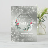 Invitation Verdure étincelante couronne de Noël d'entreprise (Debout devant)