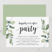 Invitation Verdure Eucalyptus, Encre noire, Fuite de noces (Devant / Derrière)