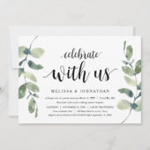 Invitation Verdure Eucalyptus, Encre Noire, Mariage en Elopem (Devant)