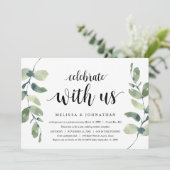 Invitation Verdure Eucalyptus, Encre Noire, Mariage en Elopem (Debout devant)
