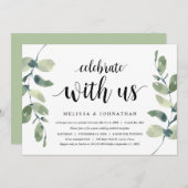 Invitation Verdure Eucalyptus, Encre Noire, Mariage en Elopem (Devant / Derrière)