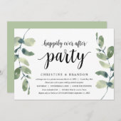 Invitation Verdure Eucalyptus, Encre Noire, Mariage Intime (Devant / Derrière)