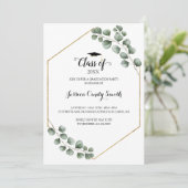 Invitation Verdure Eucalyptus Feuille cadre photo Graduation (Debout devant)