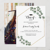 Invitation Verdure Eucalyptus Feuille cadre photo Graduation (Devant / Derrière)