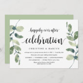 Invitation Verdure Eucalyptus, Noir, Mariage Intime (Devant / Derrière)