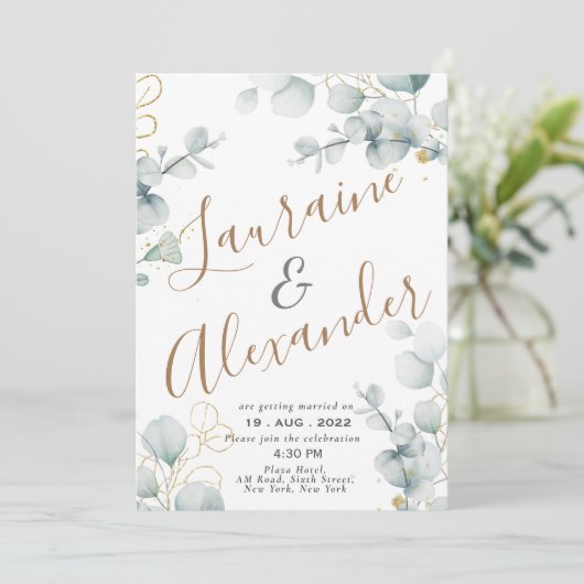 Invitation Verdure eucalyptus vert floral jardin (Debout devant)