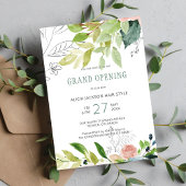 Invitation Verdure feuillage chic salon de beauté grand ouver