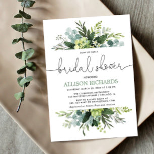 Invitation Verdure feuillage moderne douche nuptiale