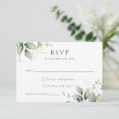 Invitation Verdure Feuille d'or Aquarelle Foliage Moderne RSV (Debout devant)