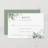 Invitation Verdure Feuille d'or Aquarelle Foliage Moderne RSV (Devant / Derrière)