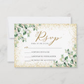 Invitation Verdure Feuille Or Nuestra Boda Mariage RSVP (Devant)