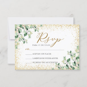 Invitation Verdure Feuille Or Nuestra Boda Mariage RSVP