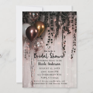 Invitation Verdure Feuille Rose Gold Lumières Rustique Bridal