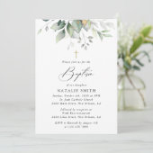 Invitation Verdure, Feuilles d'Eucalyptus, Bohème, Baptême (Debout devant)