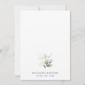 Invitation Verdure, Feuilles d'Eucalyptus, Bohème, Baptême (Dos)