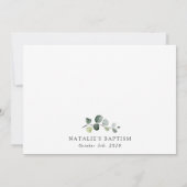Invitation Verdure, Feuilles d'Eucalyptus, Bohème, Baptême (Dos)