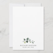 Invitation Verdure, Feuilles d'eucalyptus, Boho, Baptême (Dos)