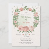 Invitation verdure fleurie rose vif couronne anniversaire (Devant)