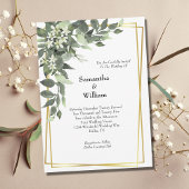Invitation Verdure Fleurs blanches Cadre Or Mariage moderne
