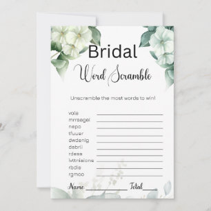 Invitation Verdure & Fleurs Bridal White Word Scramble Jeu
