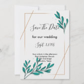 Invitation Verdure Floral Feuilles d'huile d'or enregistrer l (Devant)