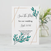 Invitation Verdure Floral Feuilles d'huile d'or enregistrer l (Debout devant)