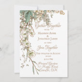 Invitation Verdure Floral Garland Script Mariage élégant (Devant)