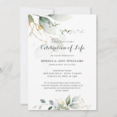 Invitation Verdure Floral Gold Nature Célébration de la vie (Devant)