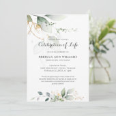 Invitation Verdure Floral Gold Nature Célébration de la vie (Debout devant)