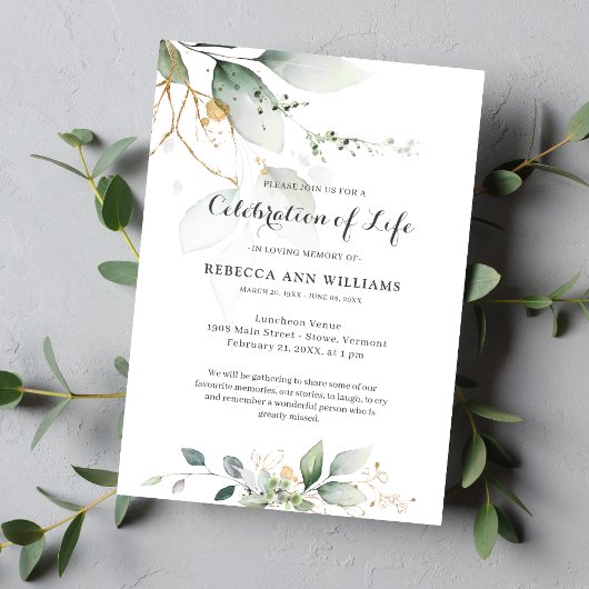 Invitation Verdure Floral Gold Nature Célébration de la vie