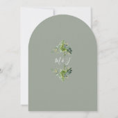 Invitation Verdure Floral Monogramme Sage Vert Mariage (Dos)