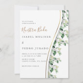 Invitation Verdure Floral Nuestra Boda Mariage espagnol (Devant)