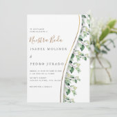 Invitation Verdure Floral Nuestra Boda Mariage espagnol (Debout devant)