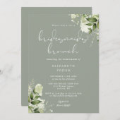 Invitation Verdure Floral Sage Green Bridesmaids Brunch (Devant / Derrière)