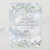 Invitation Verdure Floral Sage Lilac Mariage d'hiver (Devant / Derrière)
