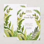 Invitation Verdure florale Aquarelle Fête des mariées élégant (Devant / Derrière)