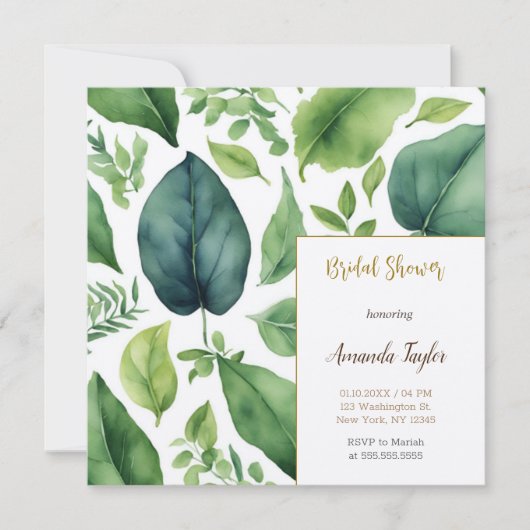 Invitation Verdure florale Fête des mariées de calligraphie m (Devant)