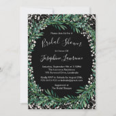 Invitation Verdure & Florets Aquarelle Fête des mariées noire (Devant)