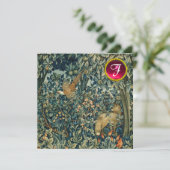 Invitation VERDURE, FOREST ANIMALS Fox, Pheasant, Vert Floral (Debout devant)